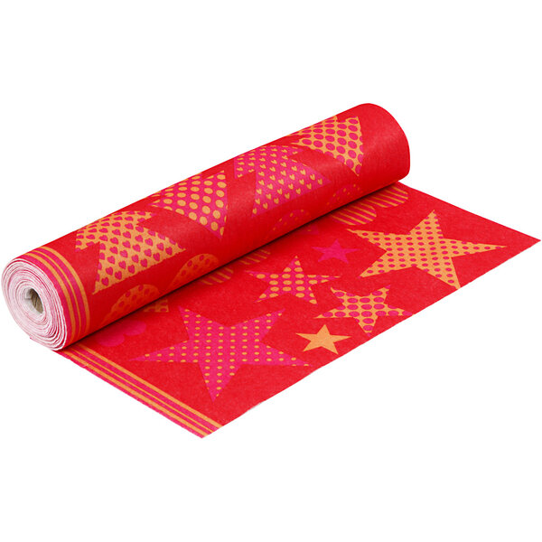 Creativ Company Vilt met motieven, B: 45 cm, dikte 1,5 mm, 180-200 gr, oranje, rood, 5 m/ 1 rol