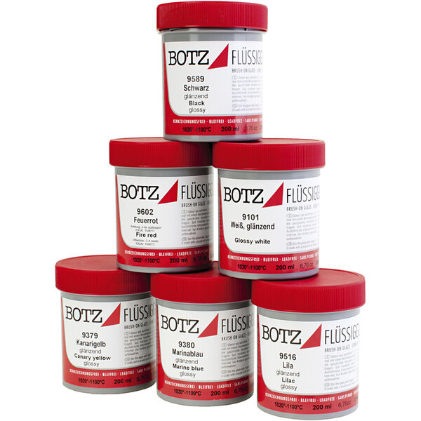 Glazuur voor klei, diverse kleuren, 6 potjes x 200 ml/ 1 doos