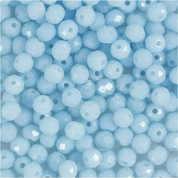 Creativ Company Facet Kralen, afm 3x4 mm, gatgrootte 0,8 mm, Zeeblauw, 100 stuk/ 1 doos