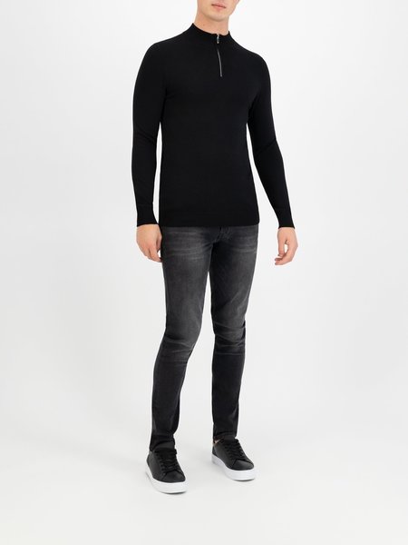 Purewhite Purewhite Half Zip Trui - Zwart