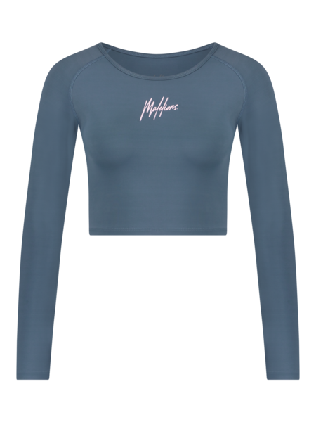 Malelions Malelions Women Longsleeve Crop Top - Navy/Pink