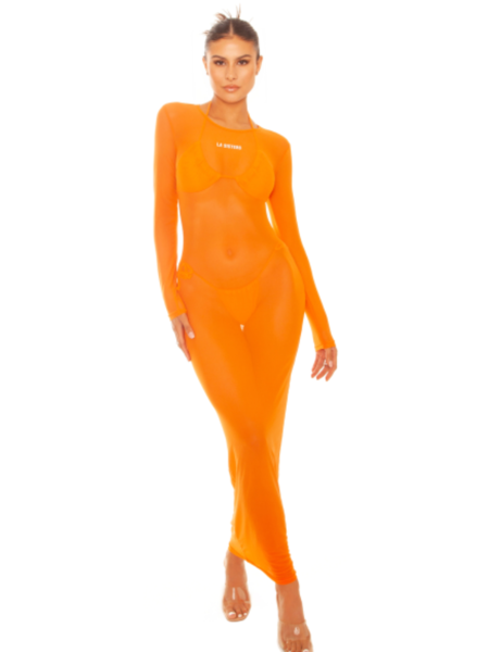 La Sisters La Sisters Mesh Maxi Dress - Oranje