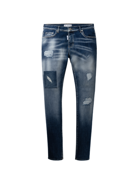 AB Lifestyle Slim Denim Jeans - Mid Blue White Wash