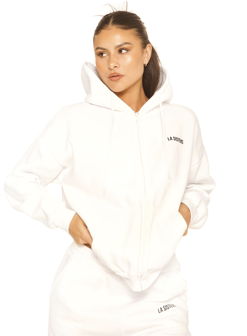 La Sisters Essential Zipper Hoodie 2.0 White Eddy's Eindhoven