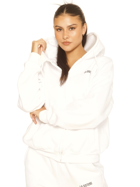 La Sisters Essential Zipper Hoodie 2.0 - White La Sisters La Sisters Essential Zipper Hoodie 2.0 - White