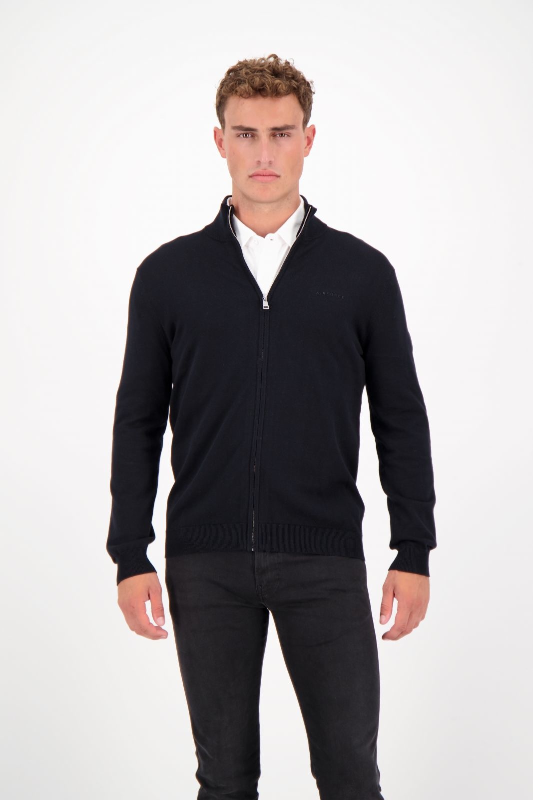Airforce Knitwear Zip Vest - True Black
