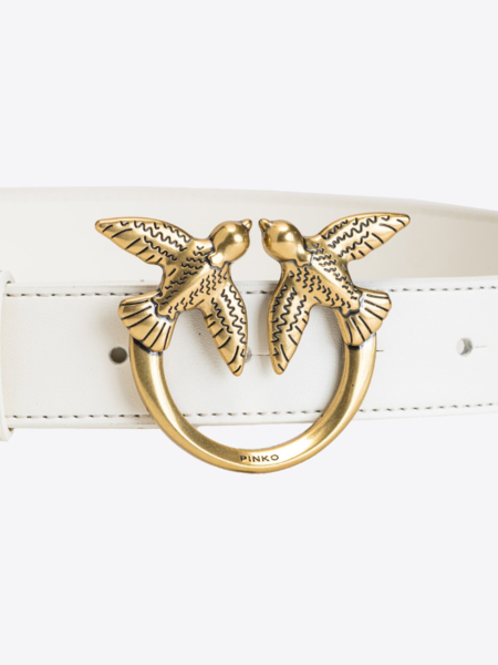 Pinko Pinko Love Berry Simple Belt - White/Gold