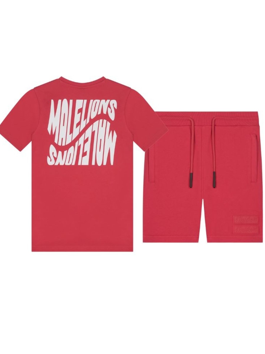 Malelions Malelions Kids Wave Graphic Combi-set - Red/White
