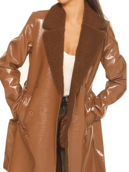 La Sisters La Sisters Vinyl Trench Coat - Camel