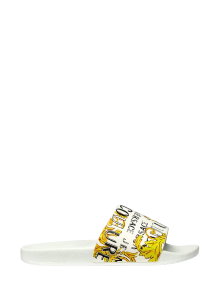 Versace Jeans Couture Women Shelly Logo Couture Slides  - White/Gold
