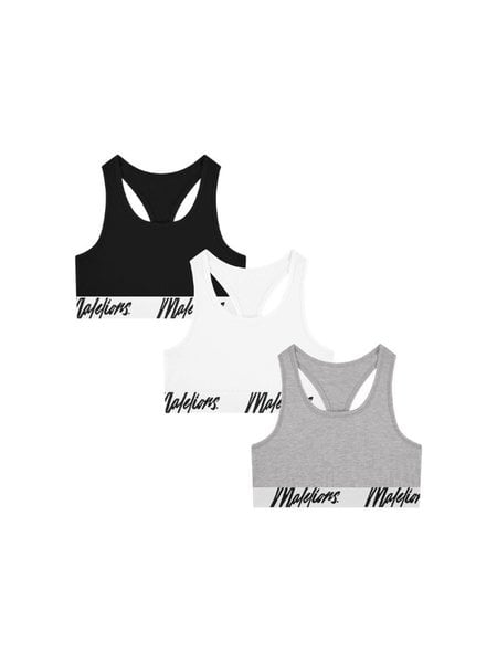 Malelions Women Bralette 3-Pack - White/Grey/Black