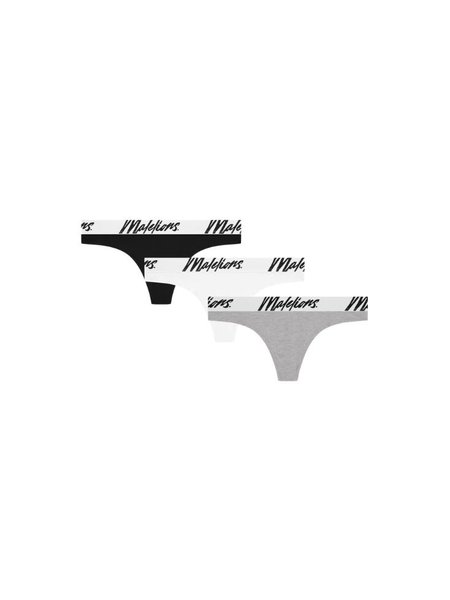 Malelions Malelions Women String 3-Pack - White/Grey/Black