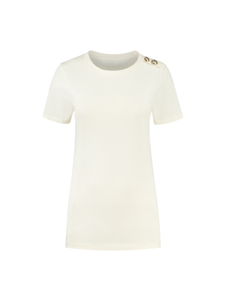 Nikkie Button T-Shirt - Cream