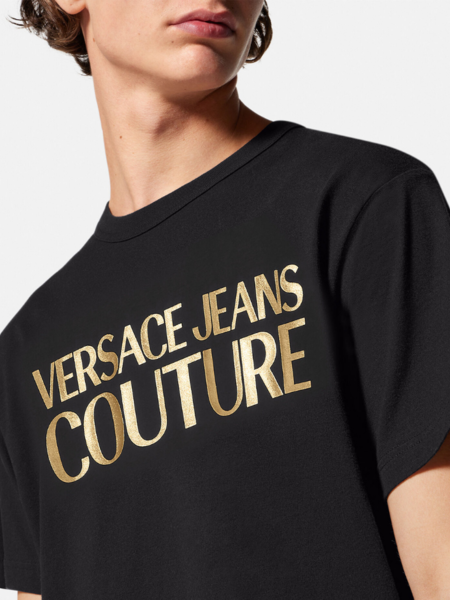 Versace Jeans Couture Versace Jeans Couture Men Logo Thick Foil T-Shirt - Black/Gold