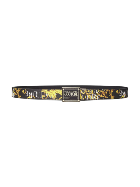 Versace Jeans Couture Versace Jeans Couture Men Reversible Logo Print Belt - Black/Gold