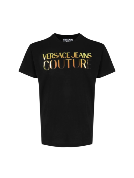 Versace Jeans Couture Men Logo Foil Mirror T-Shirt - Black/Gold