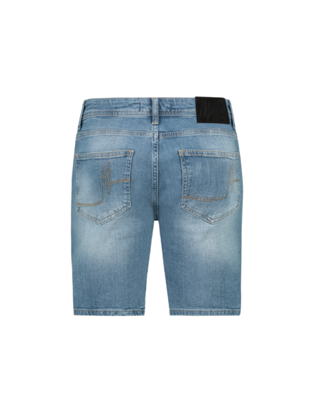 Malelions Malelions Biker Denim Short - Light Blue/Orange