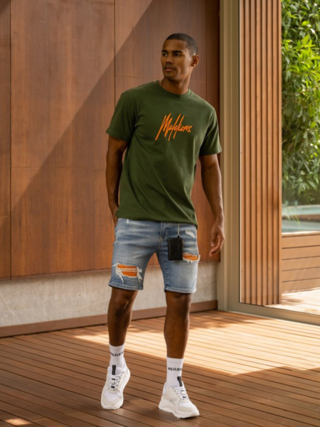 Malelions Malelions Essentials T-Shirt - Army/Orange