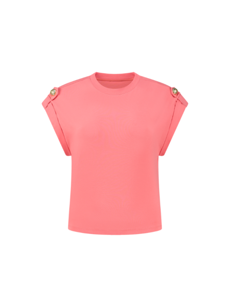 Nikkie Epaulette T-Shirt - Sugar Coral