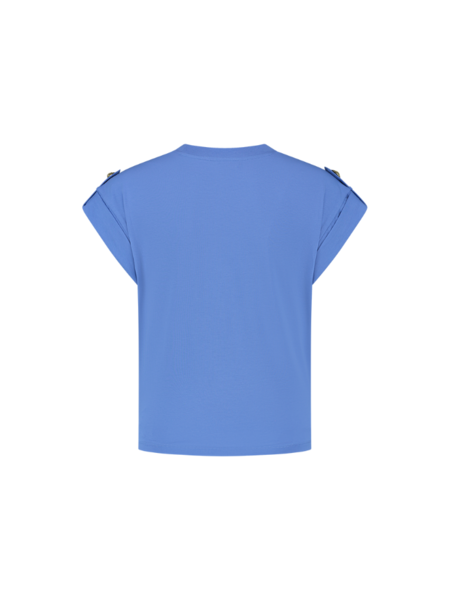 Nikkie Nikkie Epaulette T-Shirt - Blue Lagoon