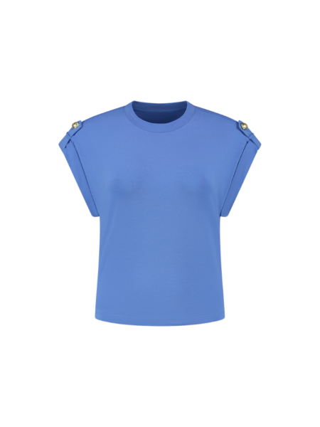 Nikkie Epaulette T-Shirt - Blue Lagoon