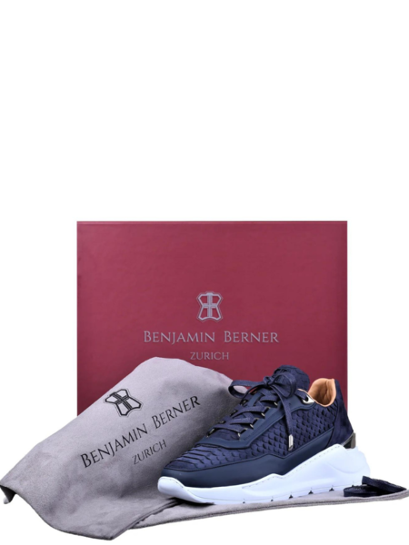 Benjamin Berner Benjamin Berner Hector Python Cut Matt Nappa Sneaker - Navy/White