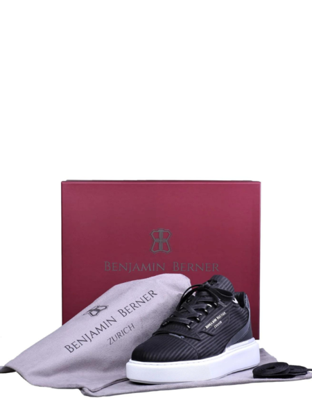Benjamin Berner Benjamin Berner Striped Embossed Nubuck Sneaker - Black