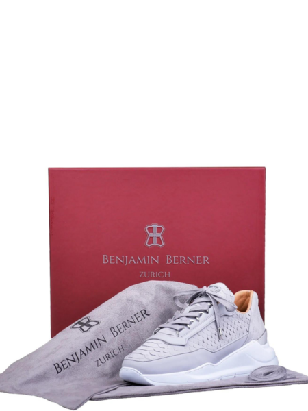 Benjamin Berner Benjamin Berner Hector Python Cut Matt Nappa Sneaker - Ice Grey/White