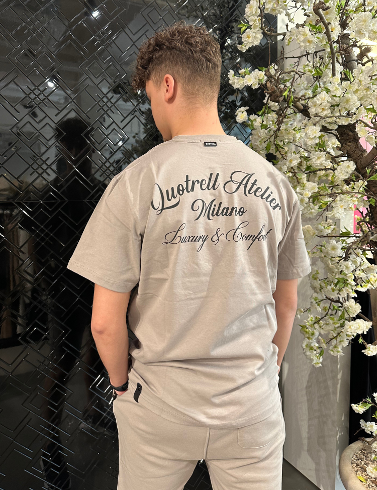 Quotrell Atelier Milano T-Shirt - Taupe/Black - Eddy's Eindhoven