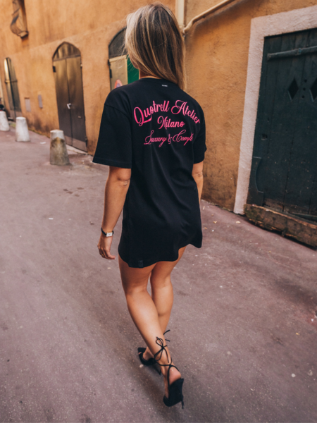 Quotrell Quotrell Women Atelier Milano T-Shirt Dress - Black/Neon Pink