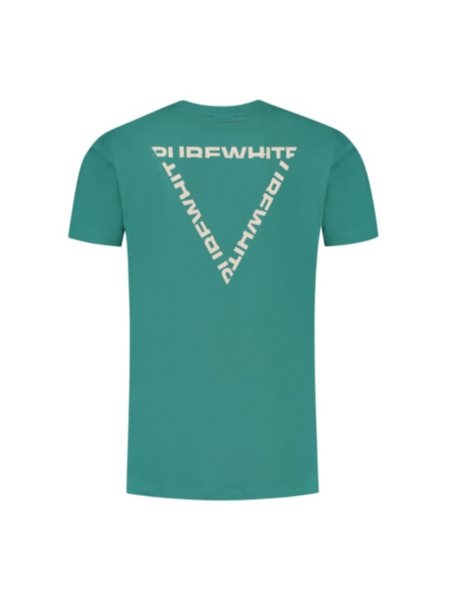 Purewhite Back Triangle Print T-Shirt - Bottle Green