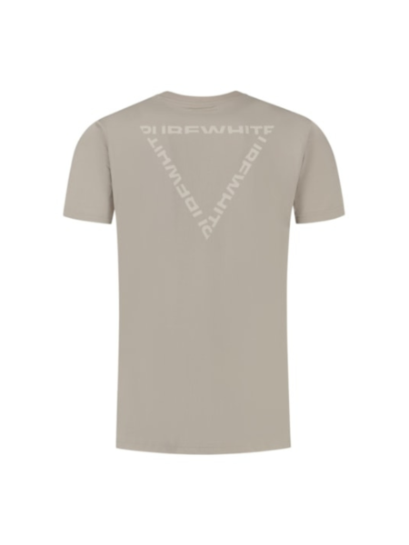 Purewhite Back Triangle Print T-Shirt - Taupe