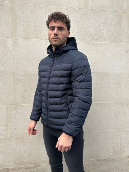 Airforce Hooded Padded Jacket - Dark Navy Blue