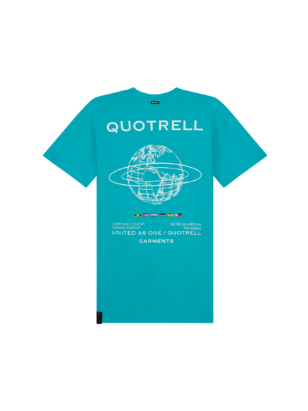 Quotrell Worldwide T-Shirt - Aqua/White