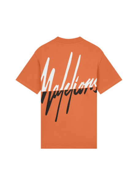 Malelions Malelions Oversized Split T-Shirt - Orange/White
