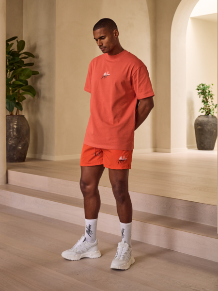 Malelions Malelions Oversized Split T-Shirt - Orange/White