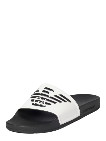 Emporio Armani Logo Slides - White/Black/Black