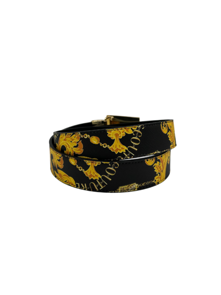 Versace Jeans Couture Versace Jeans Couture Men Logo Print Belt - Black/Gold