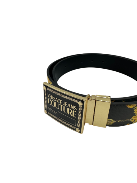 Versace Jeans Couture Versace Jeans Couture Men Logo Print Belt - Black/Gold