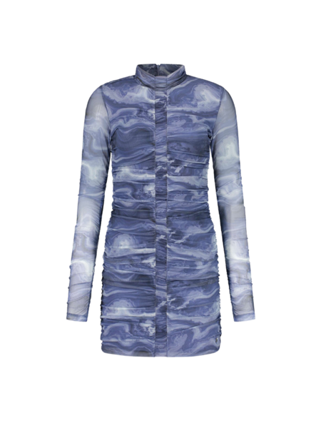 Nikkie Marbled Mesh Dress - Deep Blue