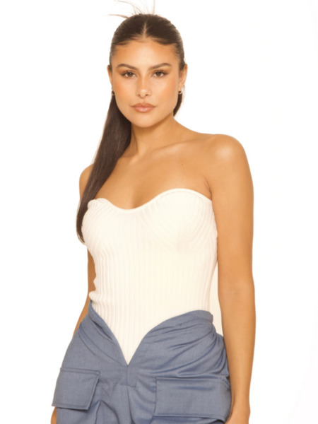 La Sisters Knitted Bandeau Top - Off White