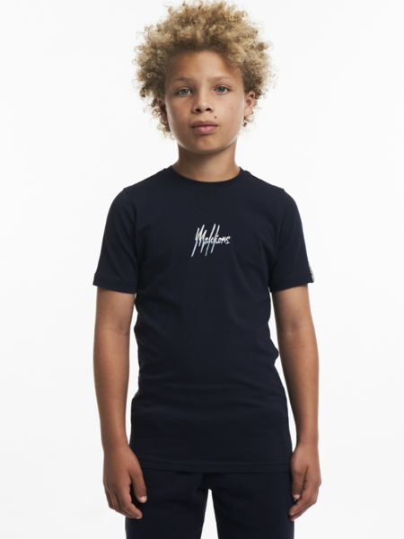 Malelions Kids Split Essentials T-Shirt - Navy/Light Blue