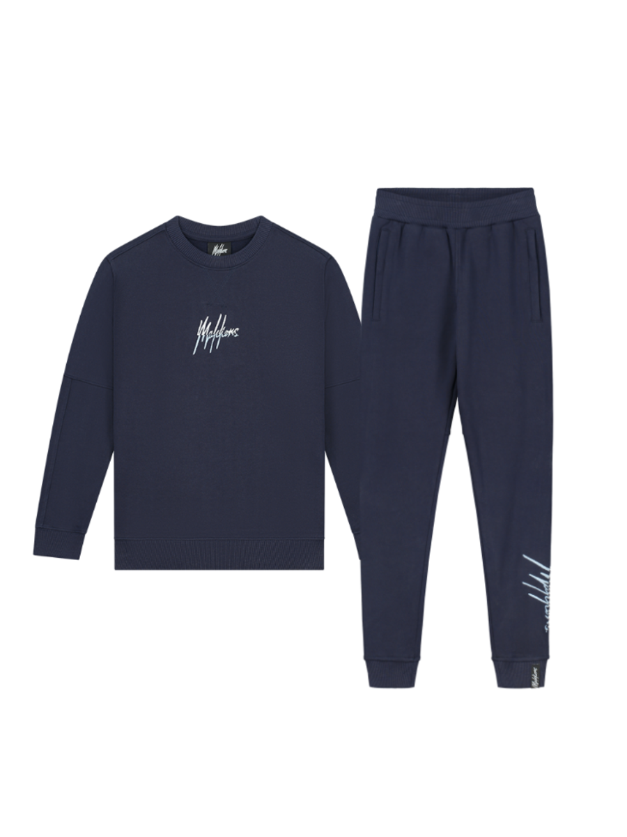 Malelions Malelions Kids Split Essentials Sweater Combi-set - Navy/Light Blue
