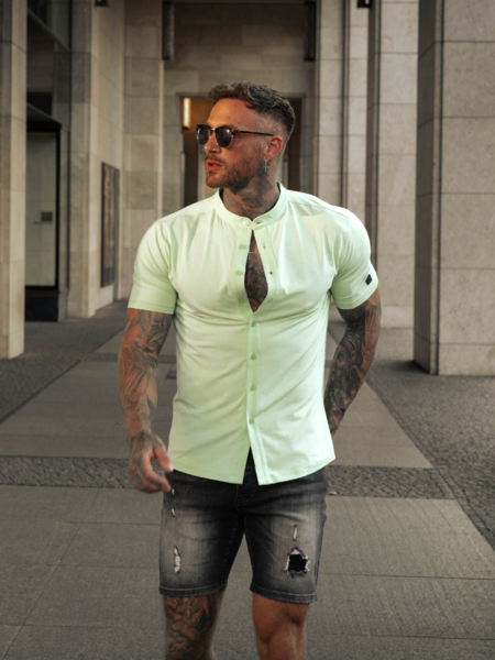AB Lifestyle AB Lifestyle Button Up Short-Sleeve - Pastel Green