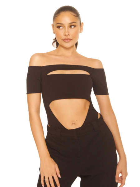 La Sisters Bandeau Cut Out Bodysuit - Black