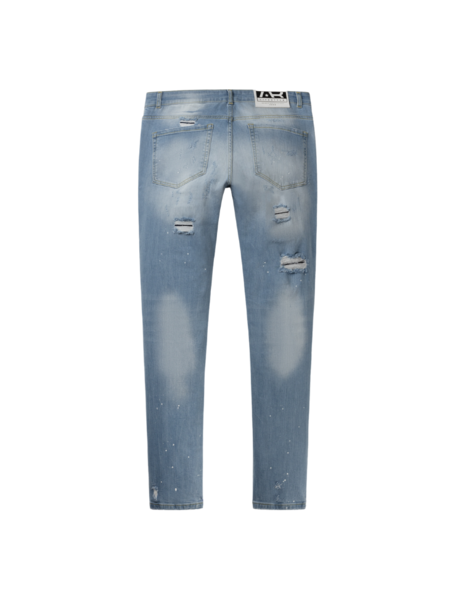 AB Lifestyle AB Lifestyle Slim Denim Jeans - Light Blue Destroyed White Washed