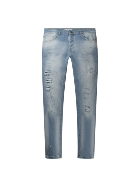 AB Lifestyle Slim Denim Jeans - Light Blue Destroyed White Washed