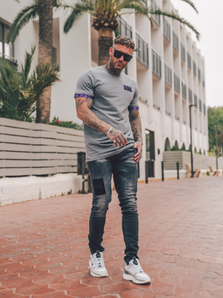 AB Lifestyle AB Lifestyle Neon Flag Tee - Dark Grey/Purple