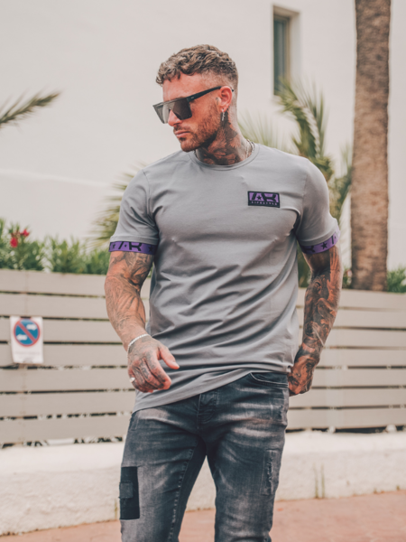 AB Lifestyle AB Lifestyle Neon Flag Tee - Dark Grey/Purple