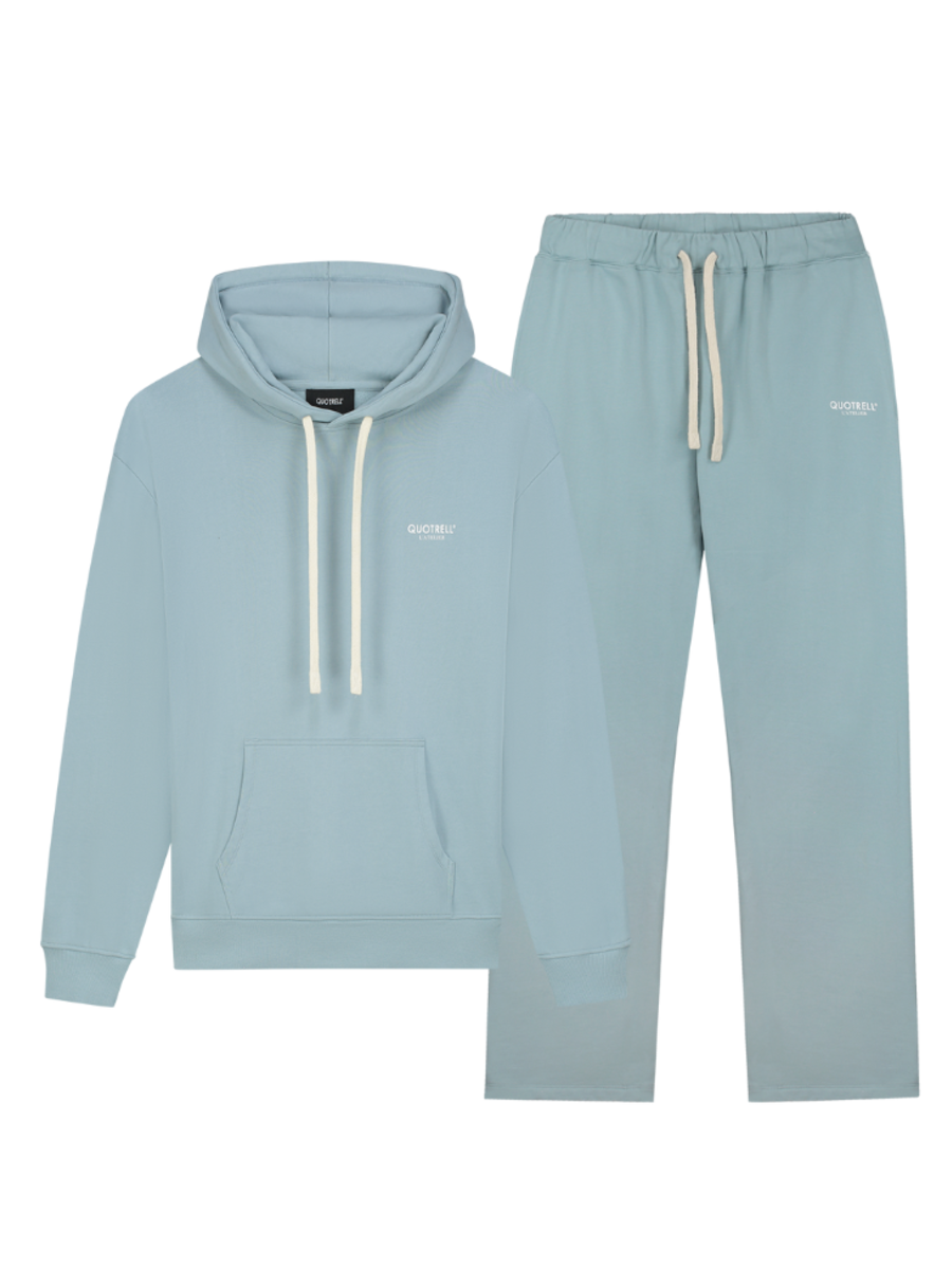 Quotrell Quotrell L'Atelier Hoodie Tracksuit - Light Blue/White
